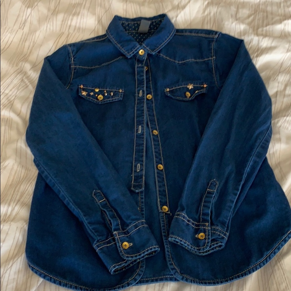 Zara denim long sleeve button down shirt